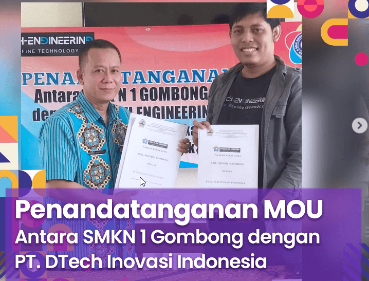 Penandatanganan MOU antara SMKN 1 Gombong dan PT DTech INOVASI INDONESIA di Salatiga