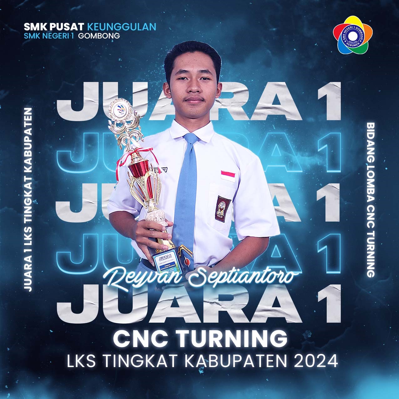 SMK NEGERI 1 GOMBONG RAIH PRESTASI GEMILANG: JUARA 1 CNC TURNING PADA LKS TINGKAT KABUPATEN 2024 SMK NEGERI 1 GOMBONG RAIH PRESTASI GEMILANG: JUARA 1 CNC TURNING PADA LKS TINGKAT KABUPATEN 2024