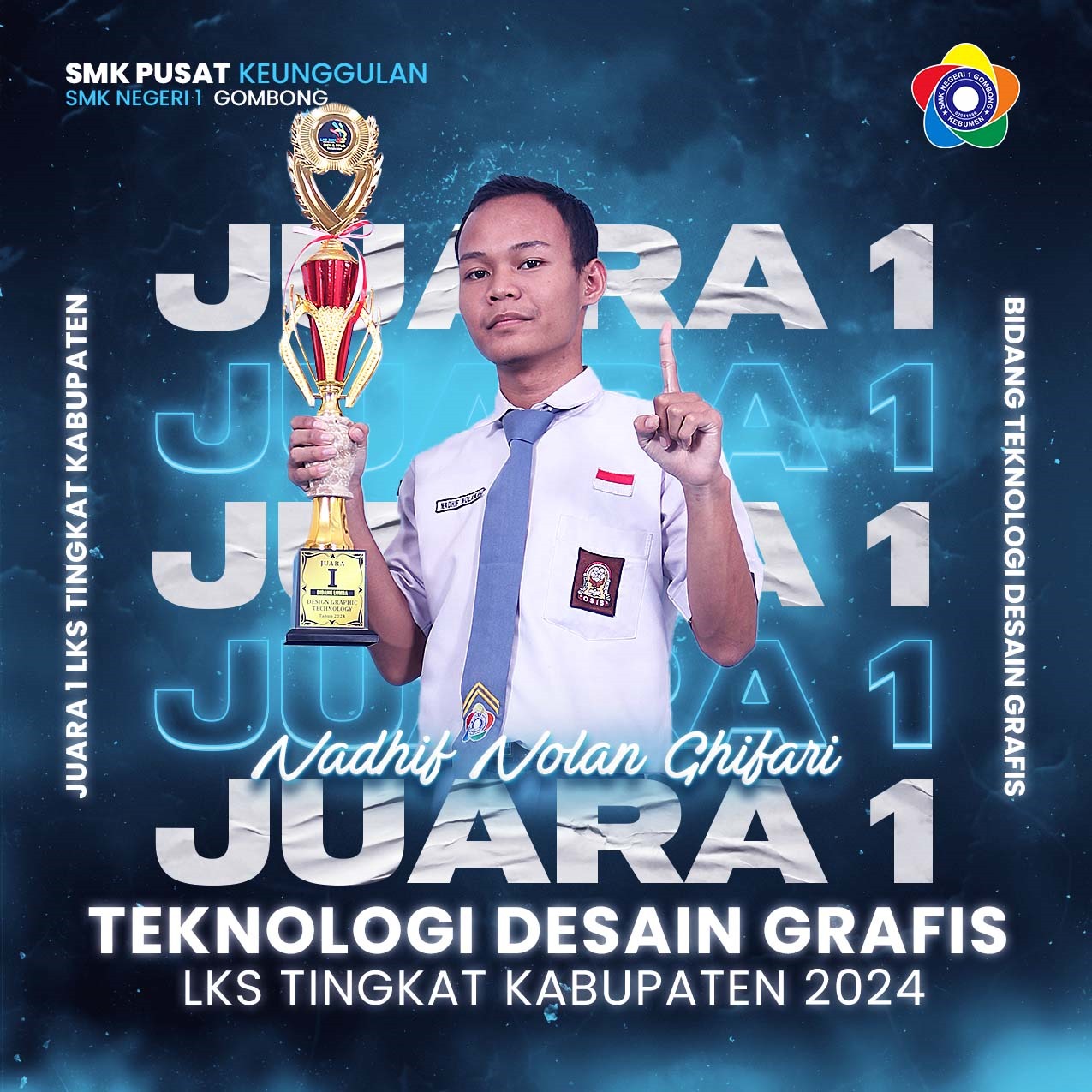 SMKN NEGERI 1 GOMBONG SABET JUARA 1 LOMBA DESAIN GRAFIS LKS KABUPATEN KEBUMEN 2024